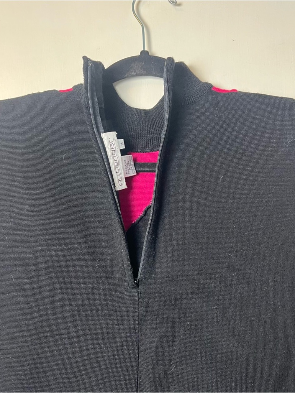 VTG 80s Outlander Studio Colorblock Diagonal Stripe Sweater Dress Sz M Black - Picture 5 of 6